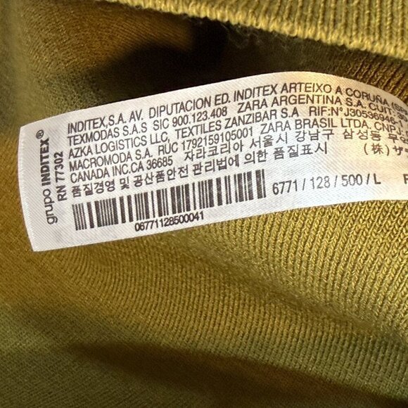 Zara Green Knit Babydoll Mini Dress Square Neck Small - Picture 7 of 9